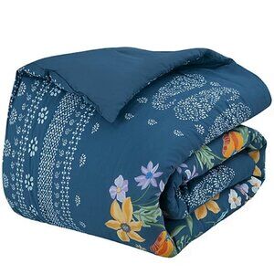 new NAVY Wild Sage 100% Cotton Julianna Floral 66"W x 93"L Twin XL Comforter